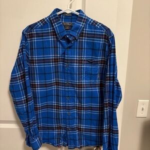 Men's Eddie Bauer Blue Plaid Shirt size medium flannel